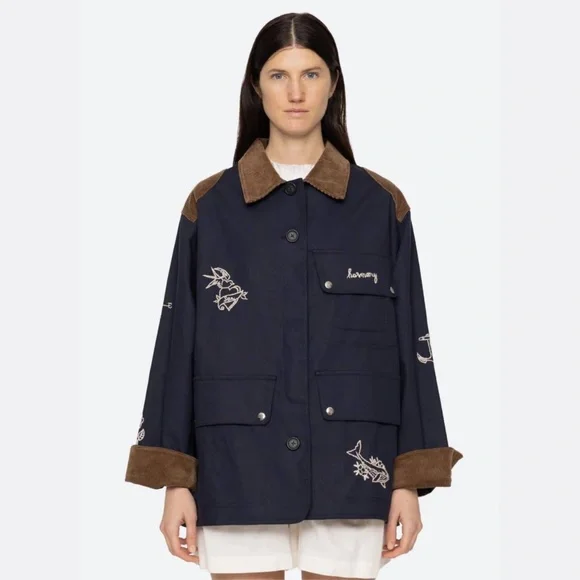 Sea New York NWOT Casual Clyde Barn Jacket in Blue - Picture 4 of 14